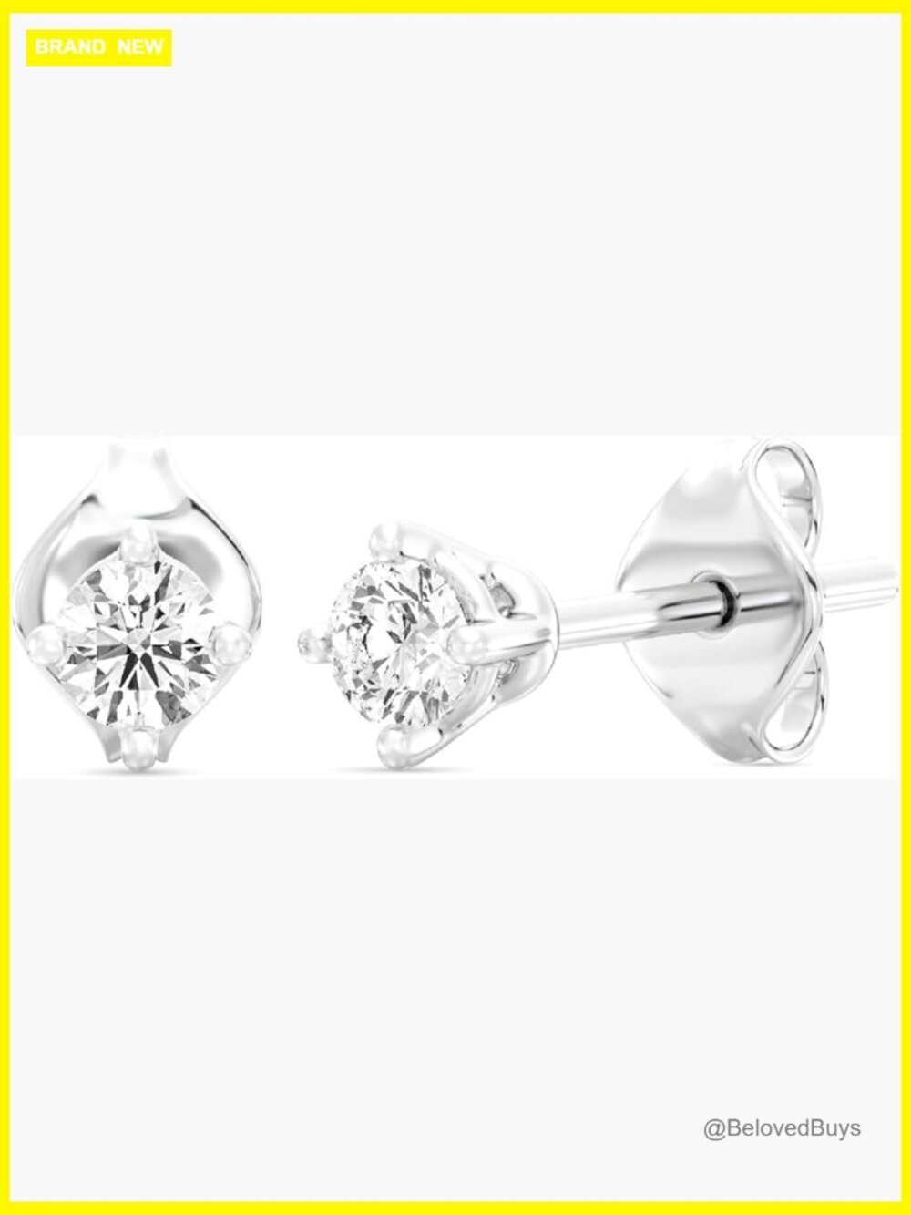 Lab-Grown Diamond Stud Earrings Sterling Silver 1/5 Carat Hypoallergenic - Picture 1 of 7